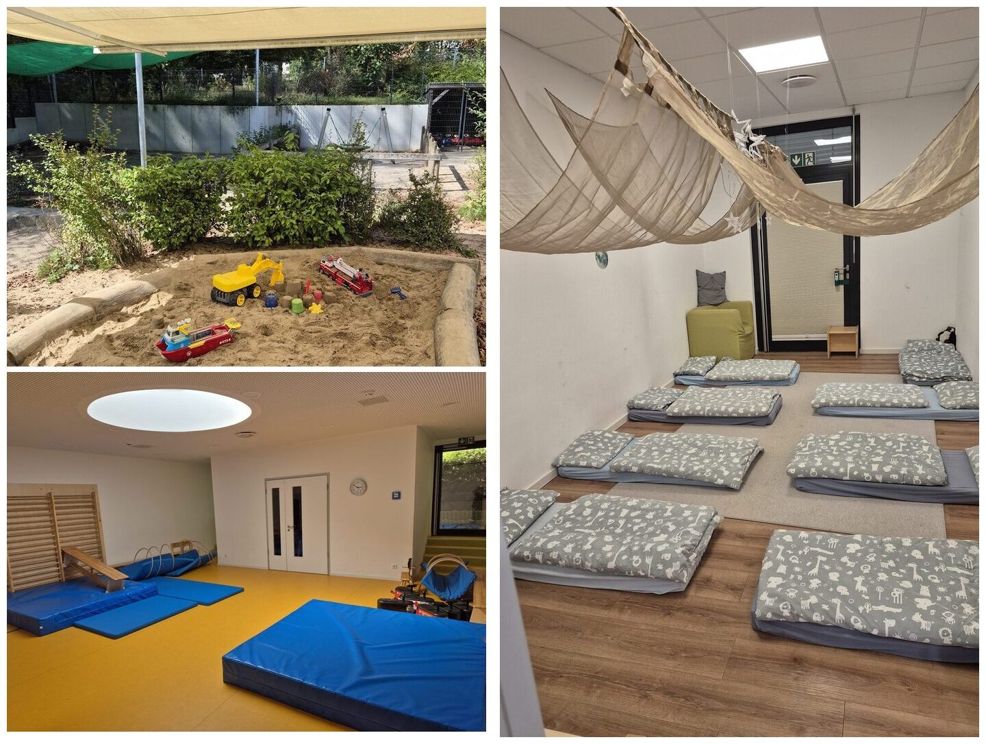 Verschiedene Räume und Bereiche des Kindergartens